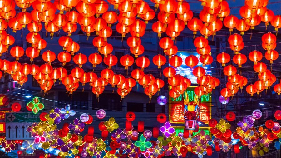 Khung cảnh ngập tràn đèn lồng đỏ tại Thái Lan vào dịp Tết Nguyên đán