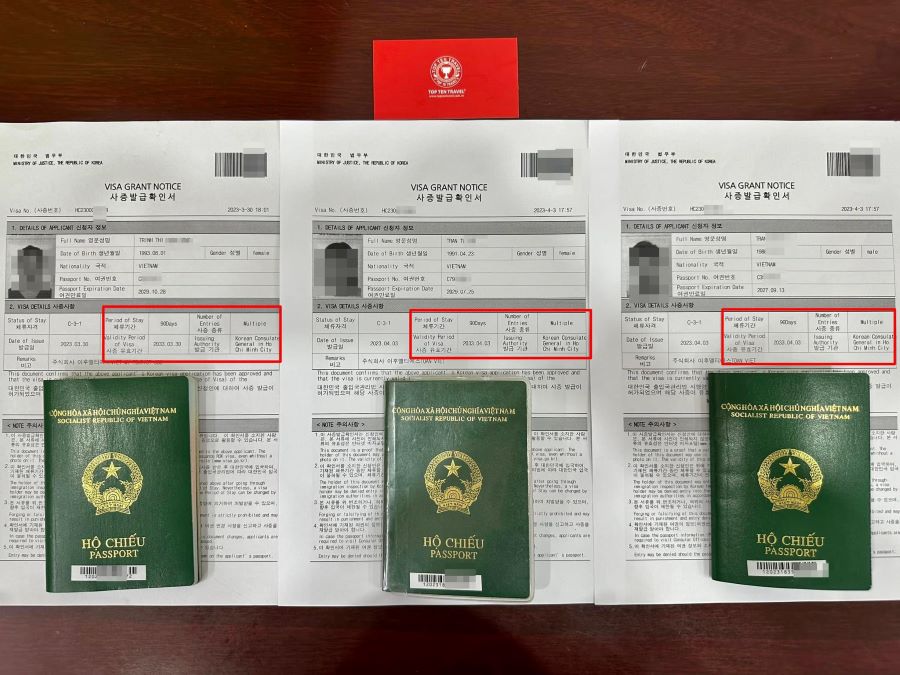 Hình ảnh visa Hàn Quốc của khách hàng nhà Top Ten Travel