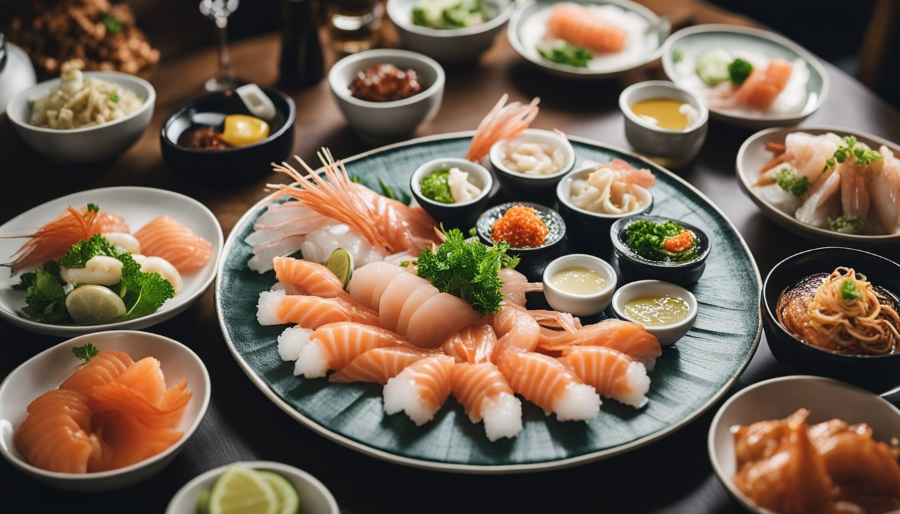 Sashimi - món ăn đặc trưng của ẩm thực Hàn Quốc sẽ đưa bạn đến với thế giới hải sản tươi ngon, đầy màu sắc