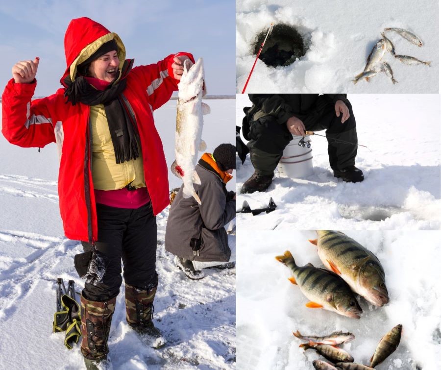 Hoạt động câu cá trên sông băng mỗi khi đông về dành cho người dân và khách du lịch Nhật Bản