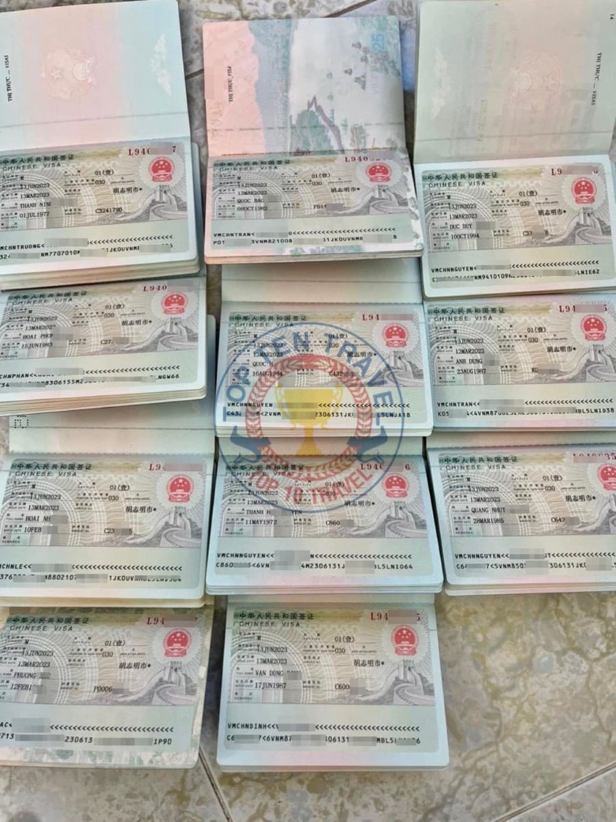 Hình ảnh visa Trung Quốc của khách hàng Top Ten Travel