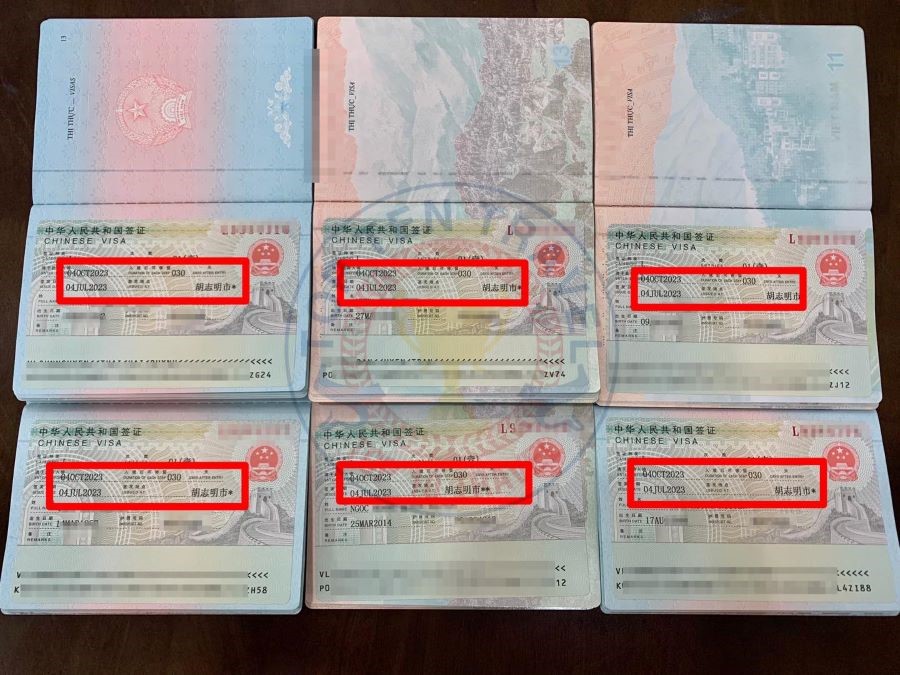 Hình ảnh visa Trung Quốc của khách hàng Top Ten Travel