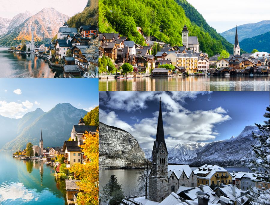 Khung cảnh tuyệt đẹp của làng Hallstatt xuyên suốt 4 mùa