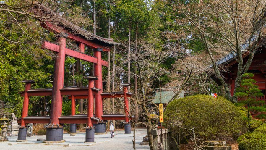 Đền Fuji Sengen Jinja nổi tiếng với cánh cổng torii đặc biệt