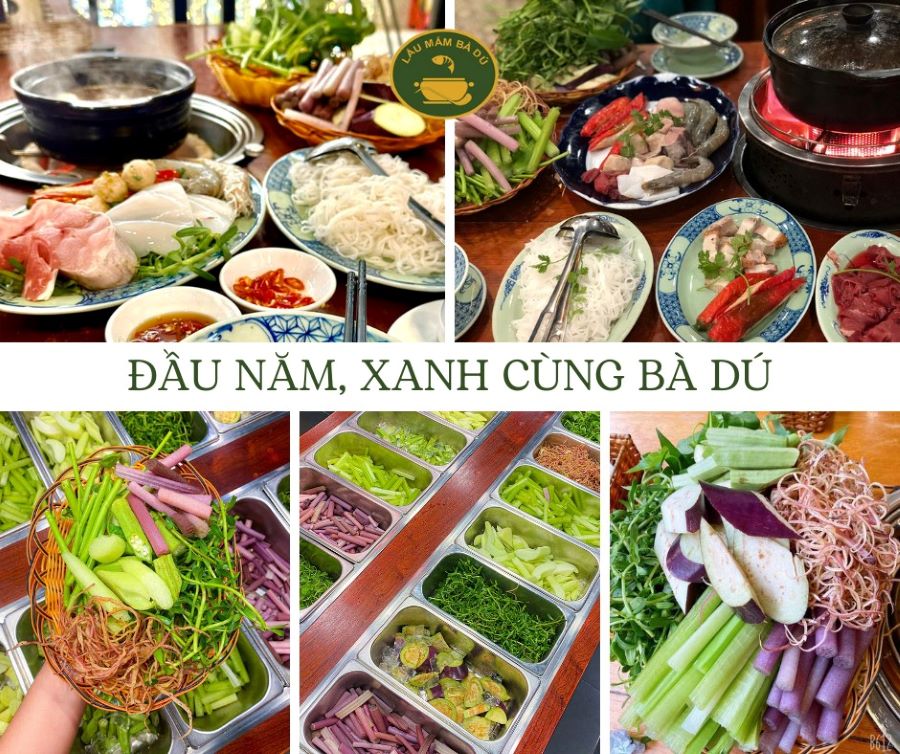 Lẩu mắm Bà Dú nổi bật với quầy Buffet rau miễn phí