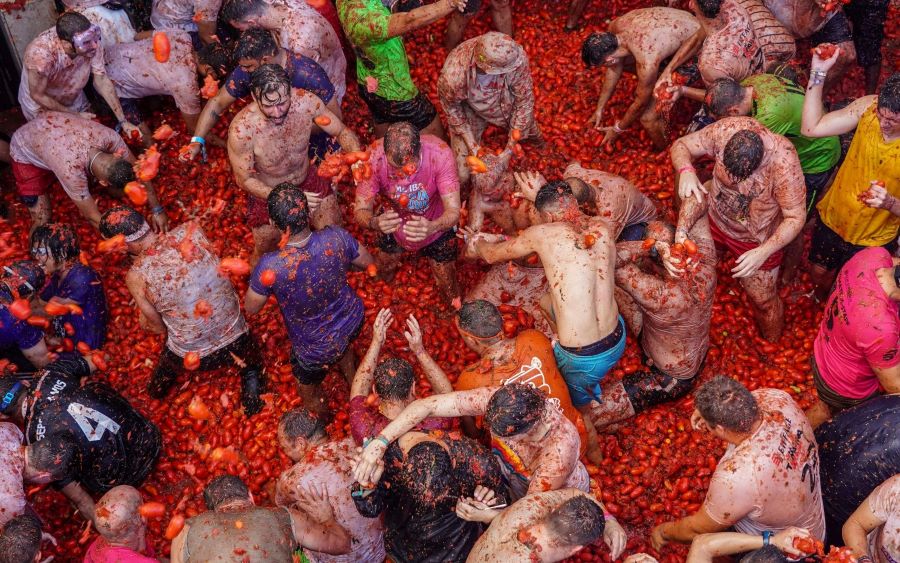 Lễ hội ném cà chua La Tomatina độc đáo của Tây Ban Nha thu hút hàng triệu du khách tham gia mỗi năm 