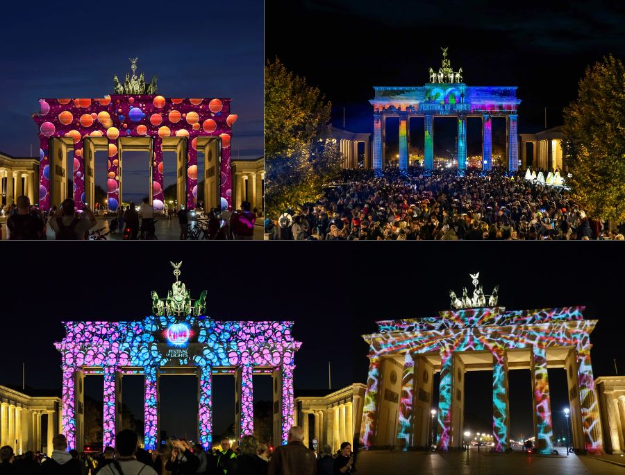 lễ hội ánh sáng Brandenburg đã mang lại 1 không gian lung linh huyền ảo cho địa điểm du lịch nổi tiếng này