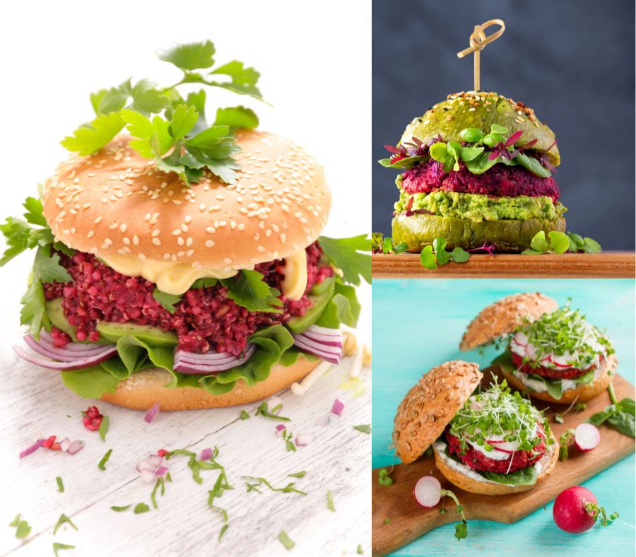 Hamburger củ dền gây ấn tượng với các nguyên liệu tự nhiên