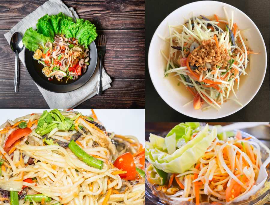 Món ăn Som Tam được chế biến từ nhiều nguyên liệu khác nhau