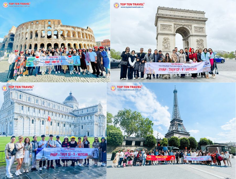 Đoàn khách Top Ten Travel trong hành trình tham gia tour Châu Âu 3 Nước Pháp - Thụy Sỹ - Ý – Vatican
