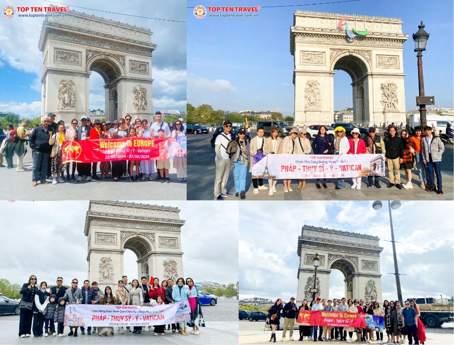 Khách nhà Top Ten Travel tới tham quan và check in tại Khải Hoàn Môn nổi tiếng