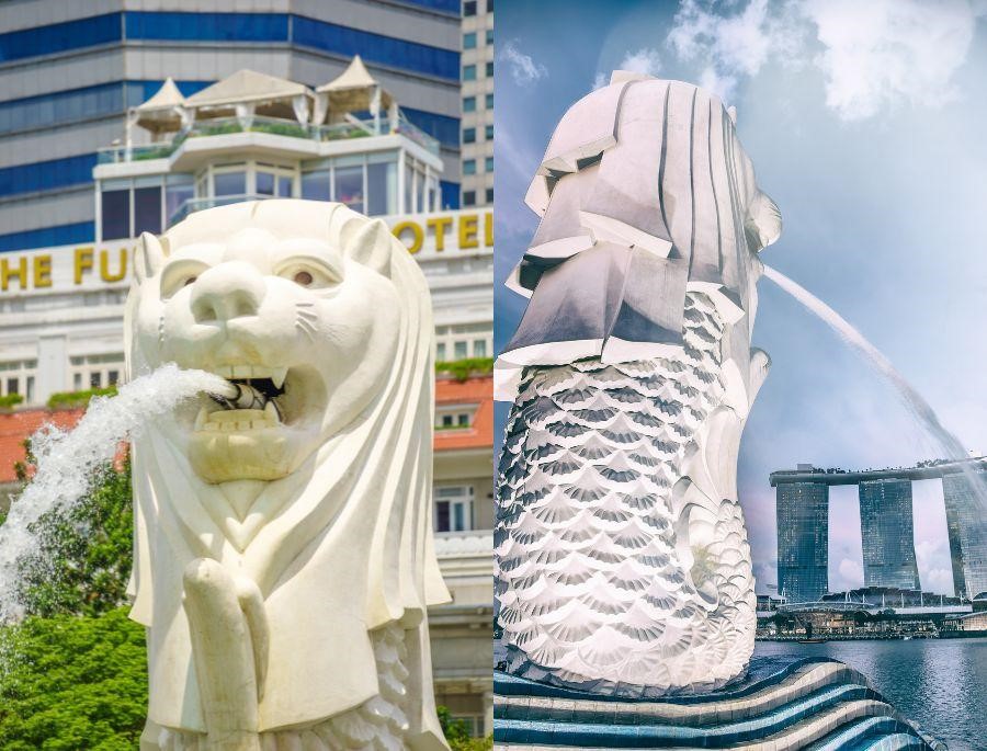 Merlion Park có chiều cao ấn tượng là 8,6 mét, nặng khoảng 70 tấn với màu trắng ngà