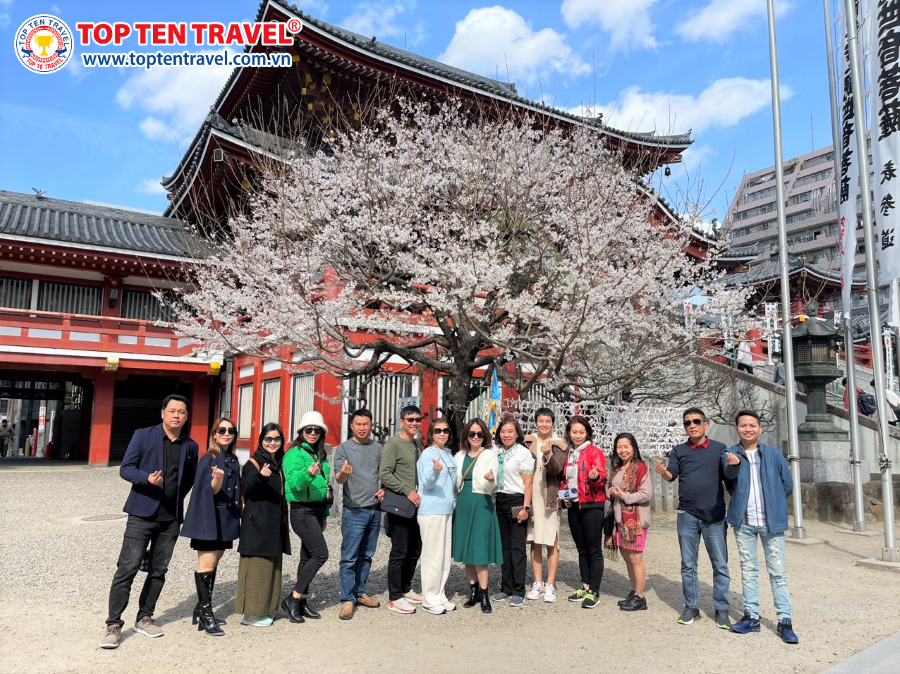 Đoàn khách nhà Top ten checkin cùng hoa anh đào