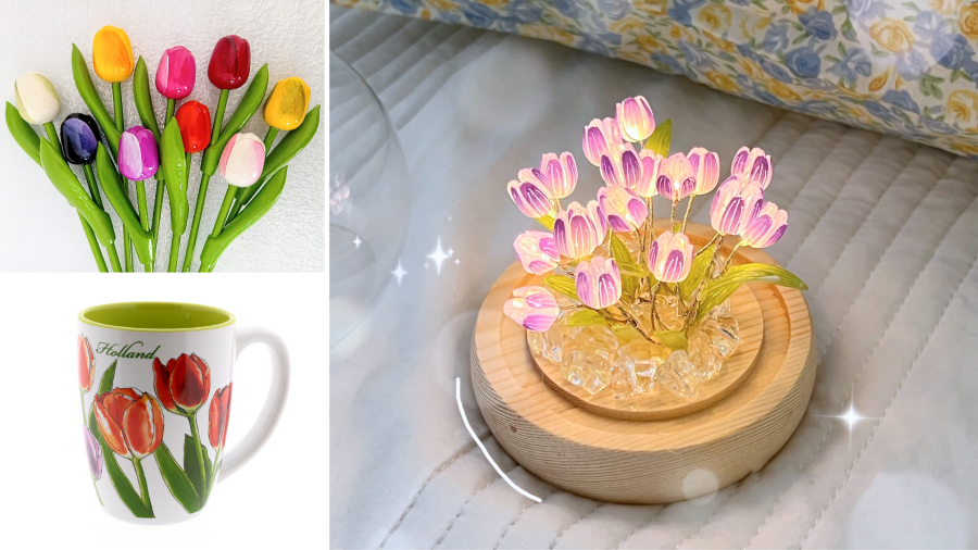 Du khách có thể tìm mua những món quà lưu niệm có hình ảnh hoa tulip ở khắp mọi nơi 