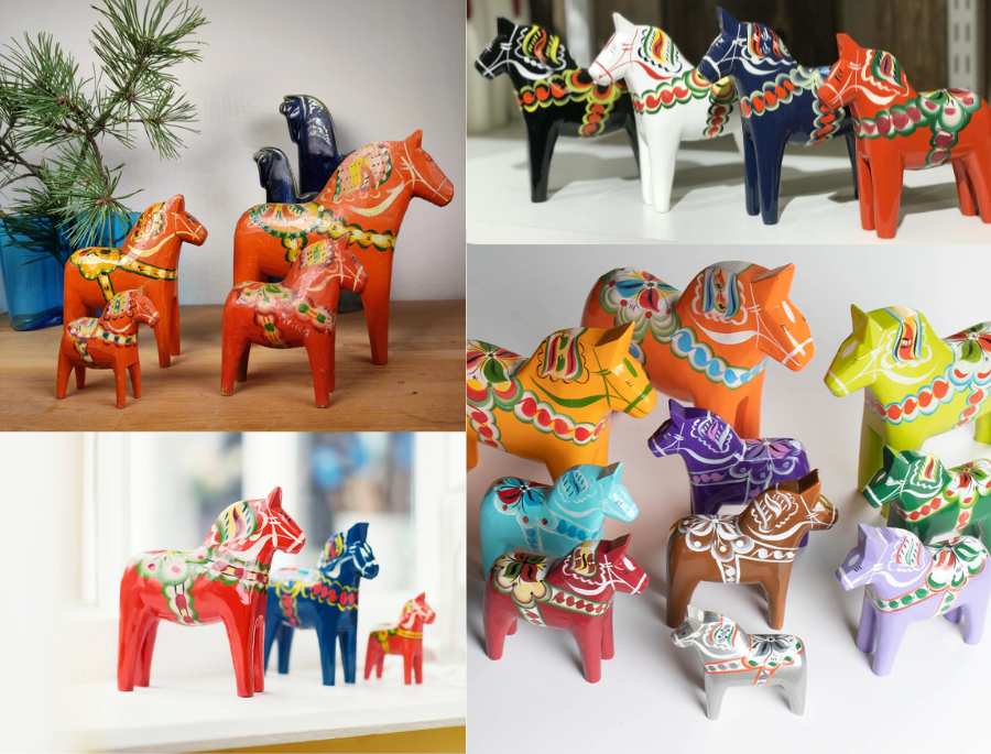 Dala Horse được biến tấu lại với nhiều mẫu mã và màu sắc khác nhau