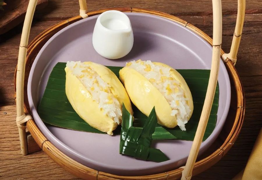 Xôi sầu riêng Khao Niaow Tu-rean chuẩn vị Thái ngon ngọt và thơm nức mũi 