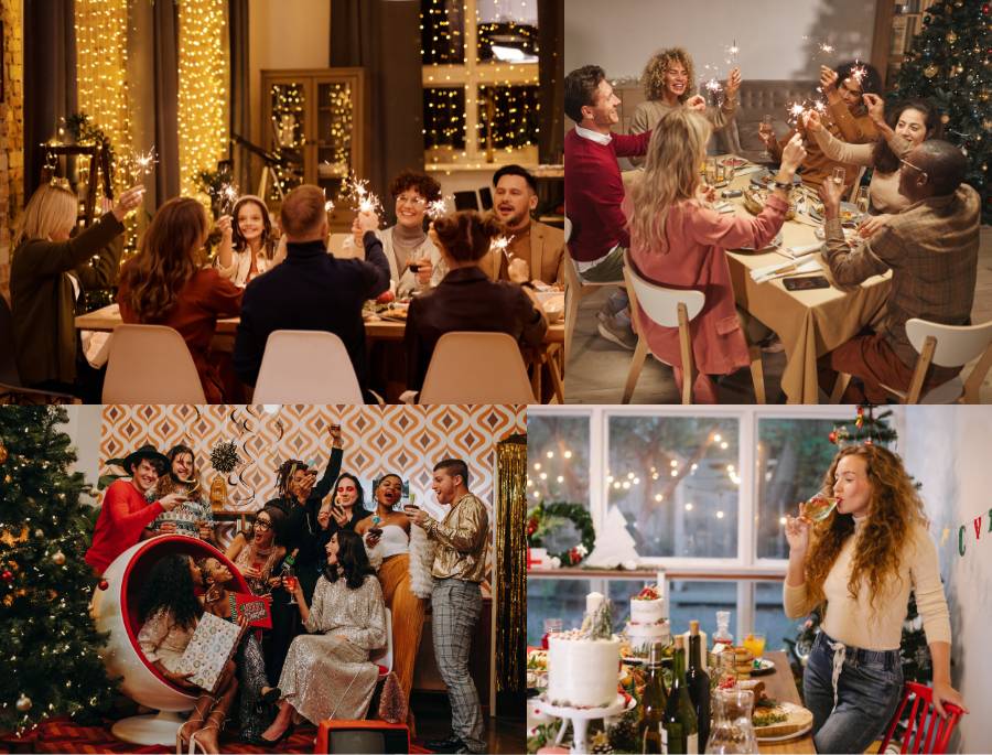 Mọi người cùng quây quần trong bữa tiệc đêm giáng sinh