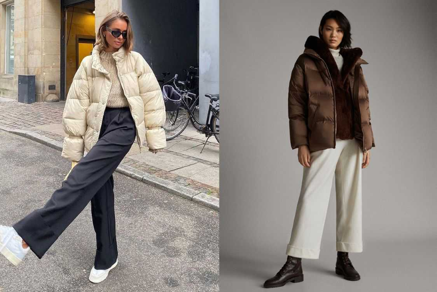 Combo áo khoác phao kết hợp cùng quần dài là một công thức phối đồ ấm áp mà lại cực kỳ thời trang mà bạn không nên bỏ qua
