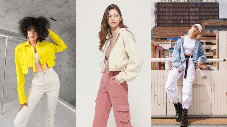 Quần kaki, áo croptop và áo khoác là những item không thể thiếu trong “tủ đồ” của hội chị em