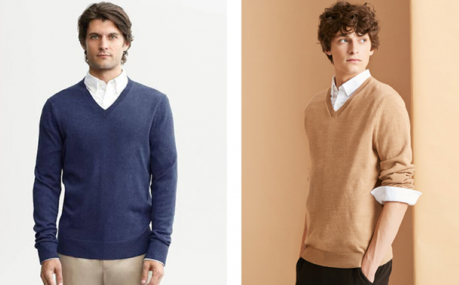 Phối áo sơ mi với áo len nam giúp các anh thêm tự tin khi xuống phố