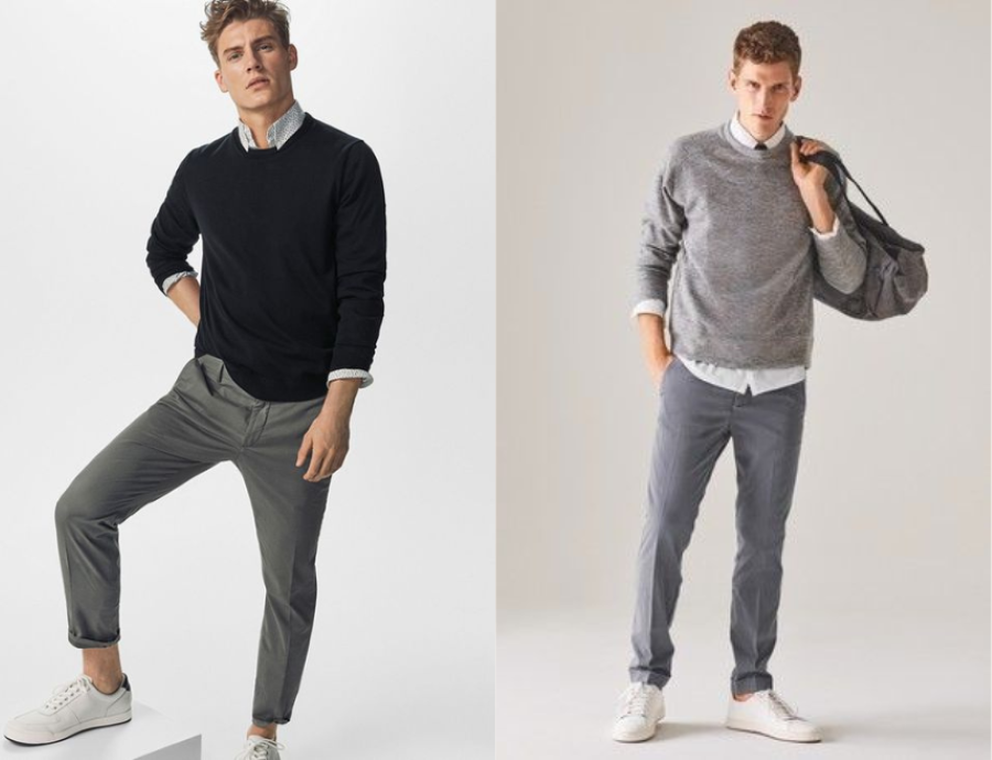 Bạn có thể kết hợp set đồ này với một chiếc quần âu để tăng thêm vẻ lịch lãm, chuẩn soái ca