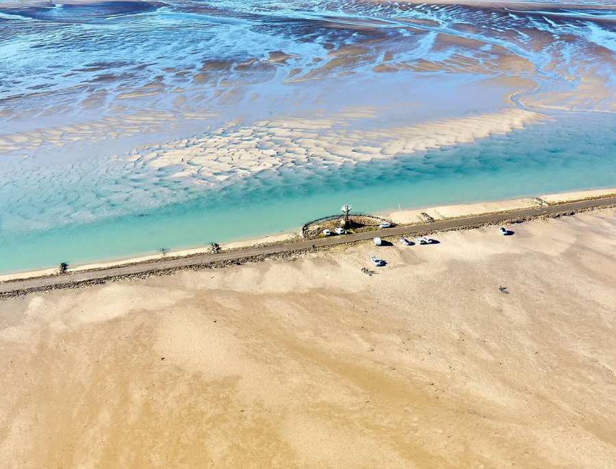 Toàn cảnh Passage du Gois nhìn từ trên cao vô cùng độc đáo