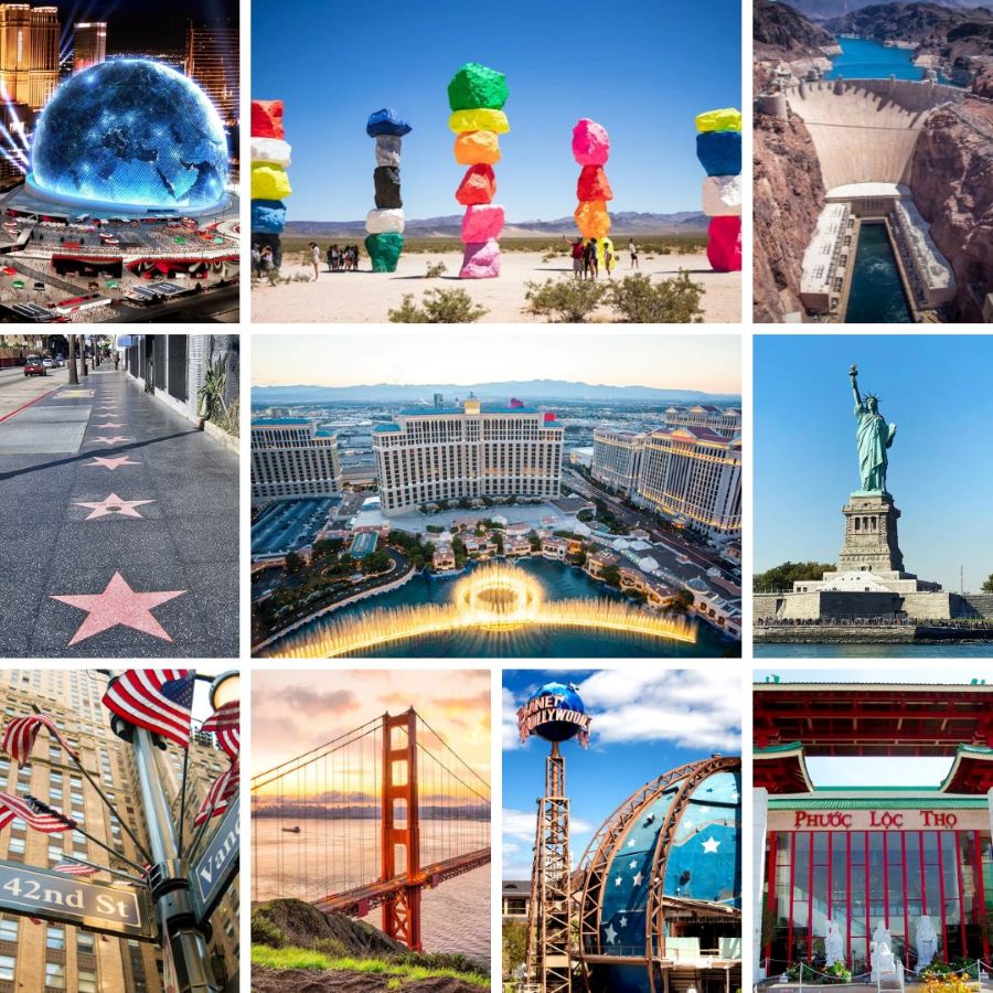 Một số các địa điểm du lịch hấp dẫn trong tour du lịch Mỹ của Top Ten Travel