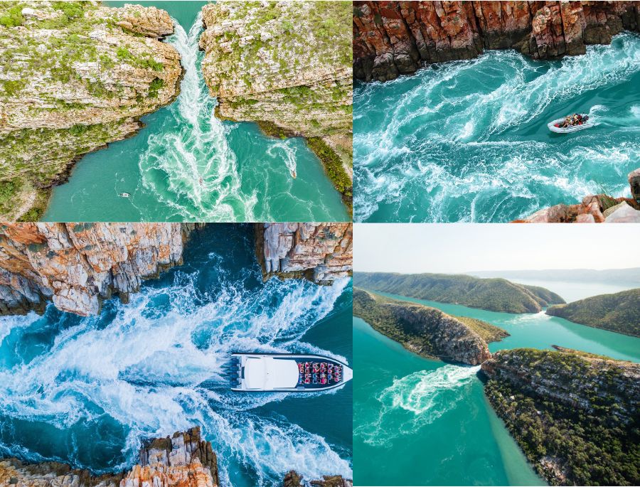 Vẻ đẹp hùng vĩ của thác ngang được tạo ra khi nước biển dâng cao đổ vào giữa hai khoảng trống vách đá hẹp