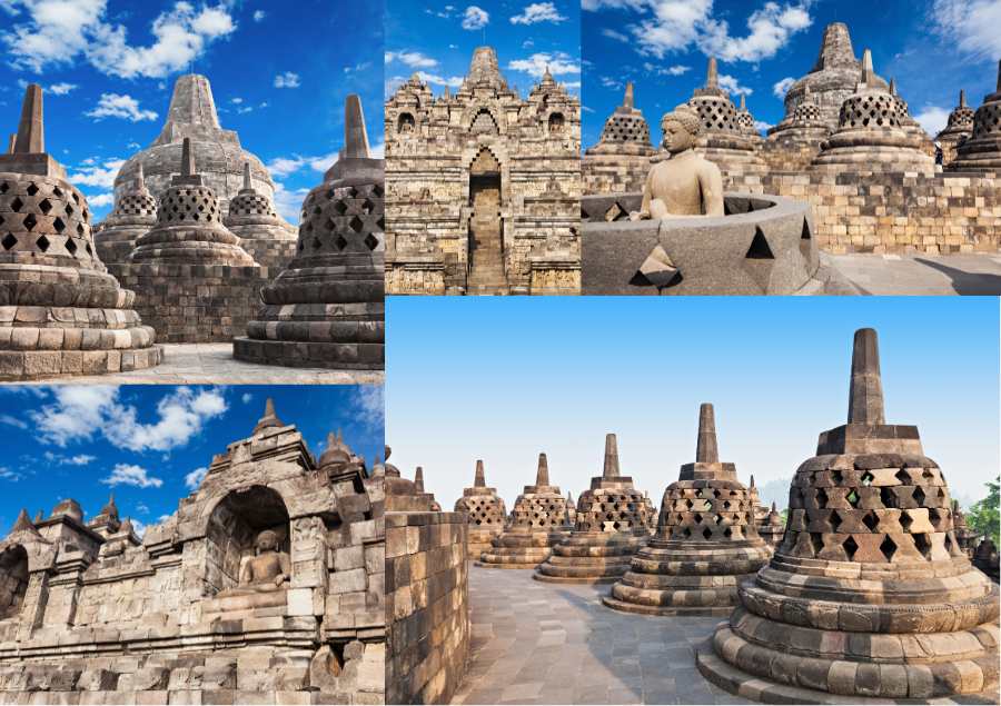 Ngôi đền Borobudur vô cùng độc đáo khi không sử dụng bất kì loại xi măng hoặc vữa nào