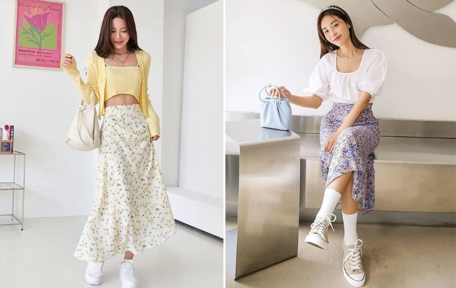 Váy hoa là một lựa chọn hoàn hảo để bạn trở nên nữ tính và nổi bật trong những bức ảnh du lịch Nhật Bản mùa xuân