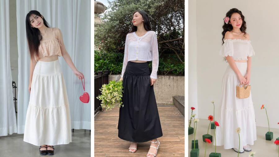 Chân váy midi là một item rất phù hợp để bạn diện khi đi du lịch Nhật Bản mùa xuân