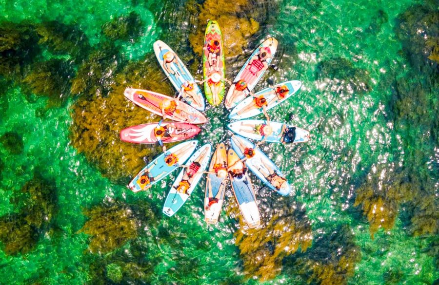 Du khách chèo SUP khám phá 