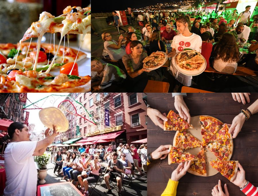 Lễ hội Làng Pizza Napoli quy tụ hàng trăm nhà sản xuất pizza, với nhiều kích thước và hương vị khác nhau