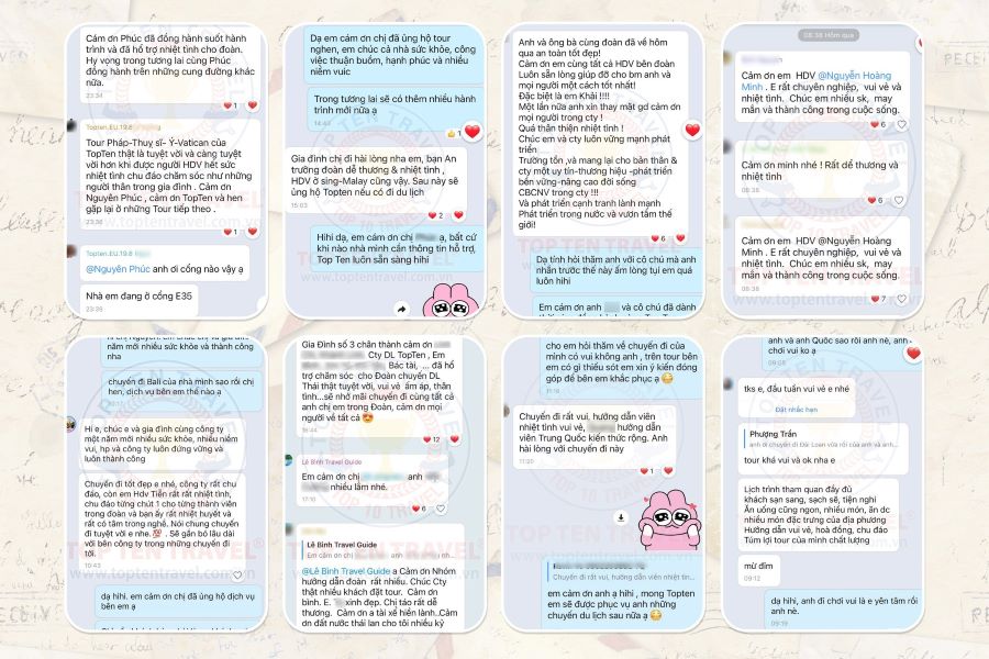 Một số Feedback của Khách Hàng sau khi đi tour tại Top Ten Travel