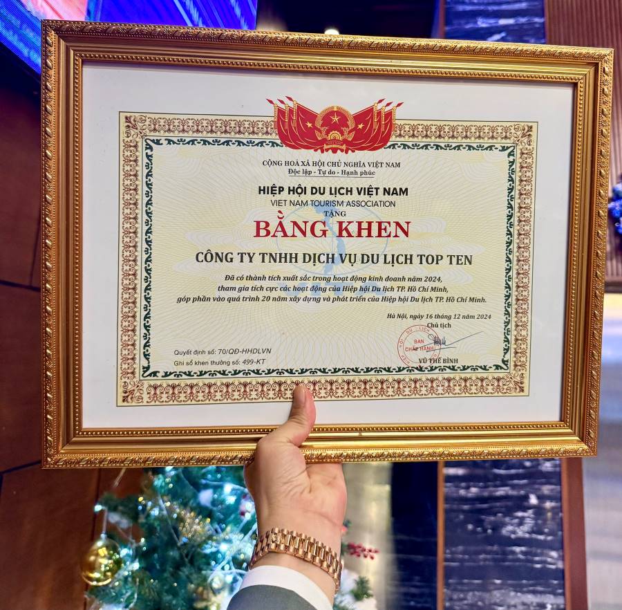 Bằng khen này là minh chứng cho sự cố gắng của Top Ten Travel trong việc nâng cao chất lượng dịch vụ, mang đến những trải nghiệm thú vị