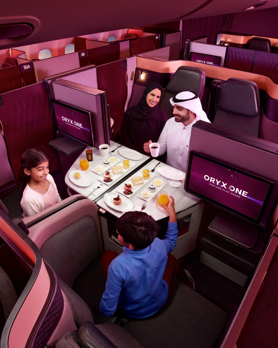 Khu vực ghế hạng siêu thương gia của Qatar Airways