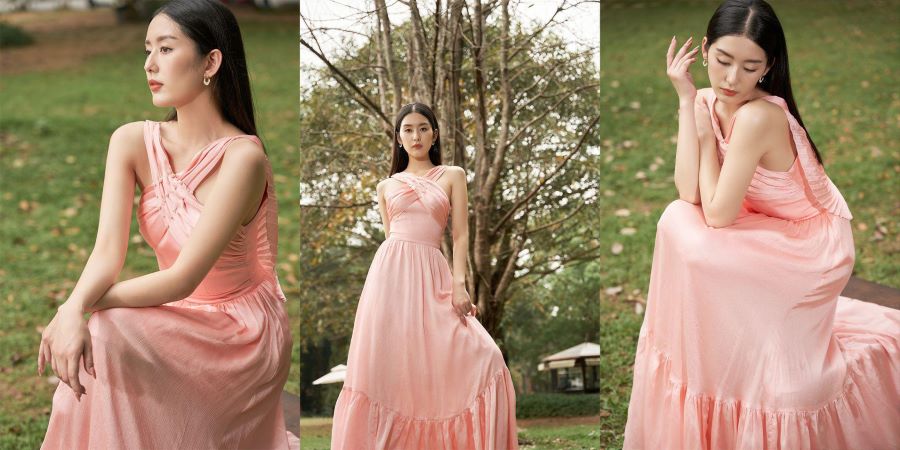 hiếc đầm dài với kiểu dáng thướt tha, màu sắc ngọt ngào sẽ là điểm nhấn cho những bức ảnh của Bạn