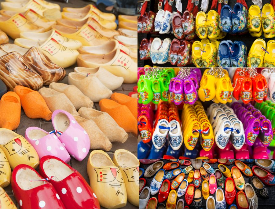 Những chiếc guốc gỗ có màu sắc và kiểu dáng đa dạng
