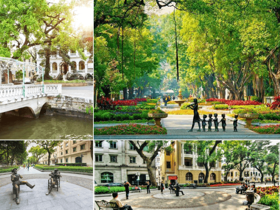 Giữa lòng thành phố Quảng Châu sầm uất, đảo nhân tạo Shaiman như một viên ngọc xanh thanh bình