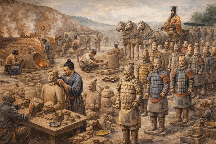 Đội quân đất nung Tây An có lịch sử xây dựng vào khoảng cuối thế kỷ III trước Công nguyên, dưới triều đại nhà Tần