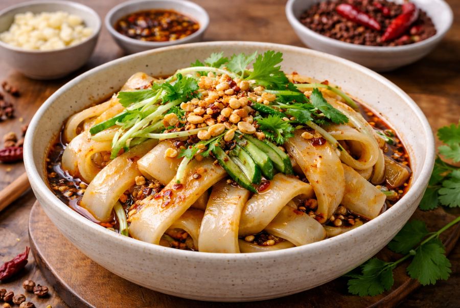 Điểm thu hút của Liangpi chính là phần nước sốt chua cay đặc trưng