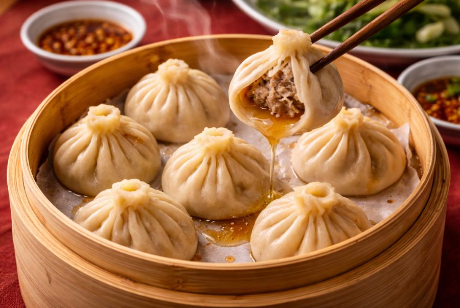 Guantang Baozi sở hữu phần nhân mọng nước, đậm đà hương vị